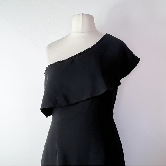 Whistles Black One Shoulder Ruffle Mini Dress UK Size 12 Party Occasion - Picture 2 of 8